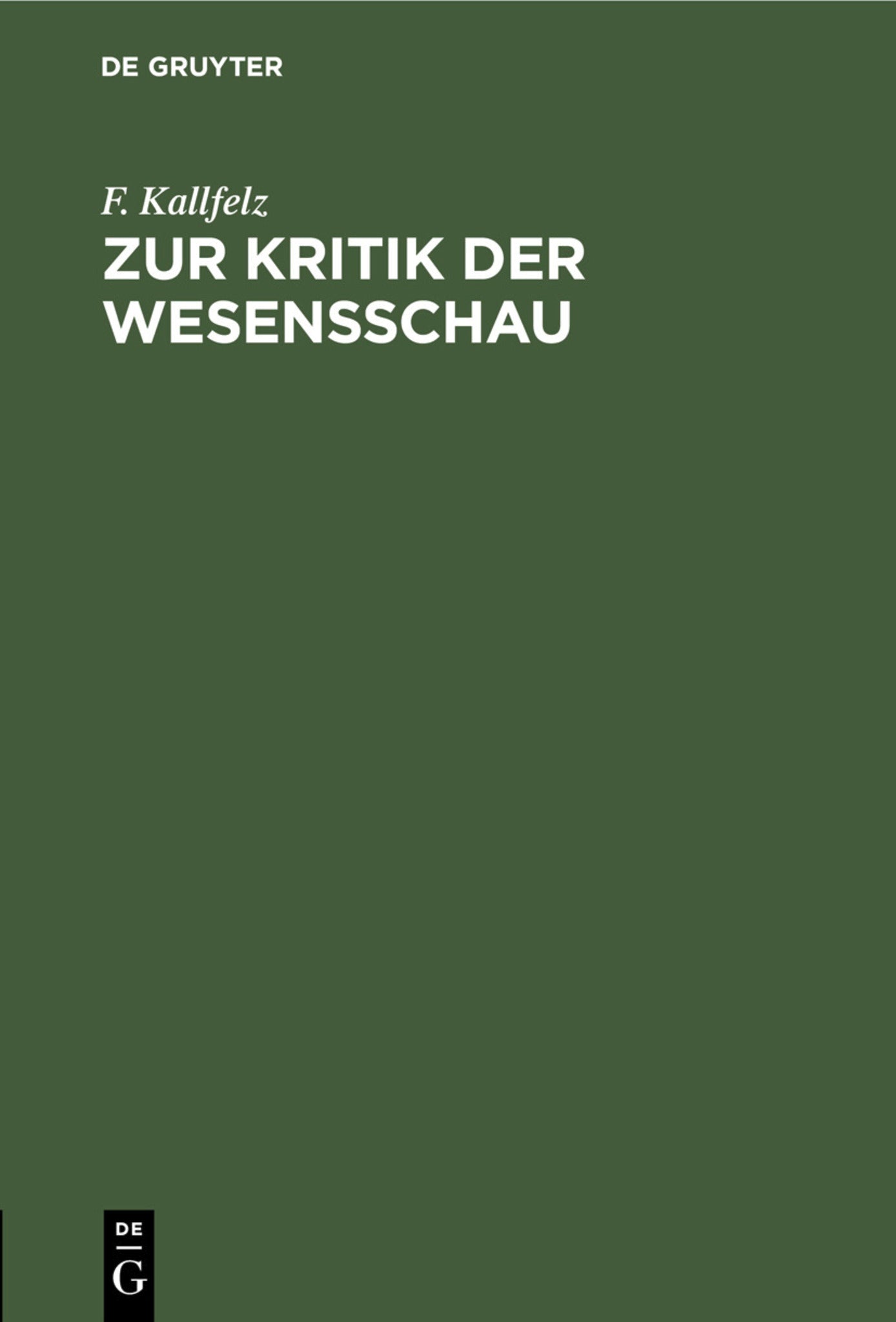 Zur Kritik der Wesensschau